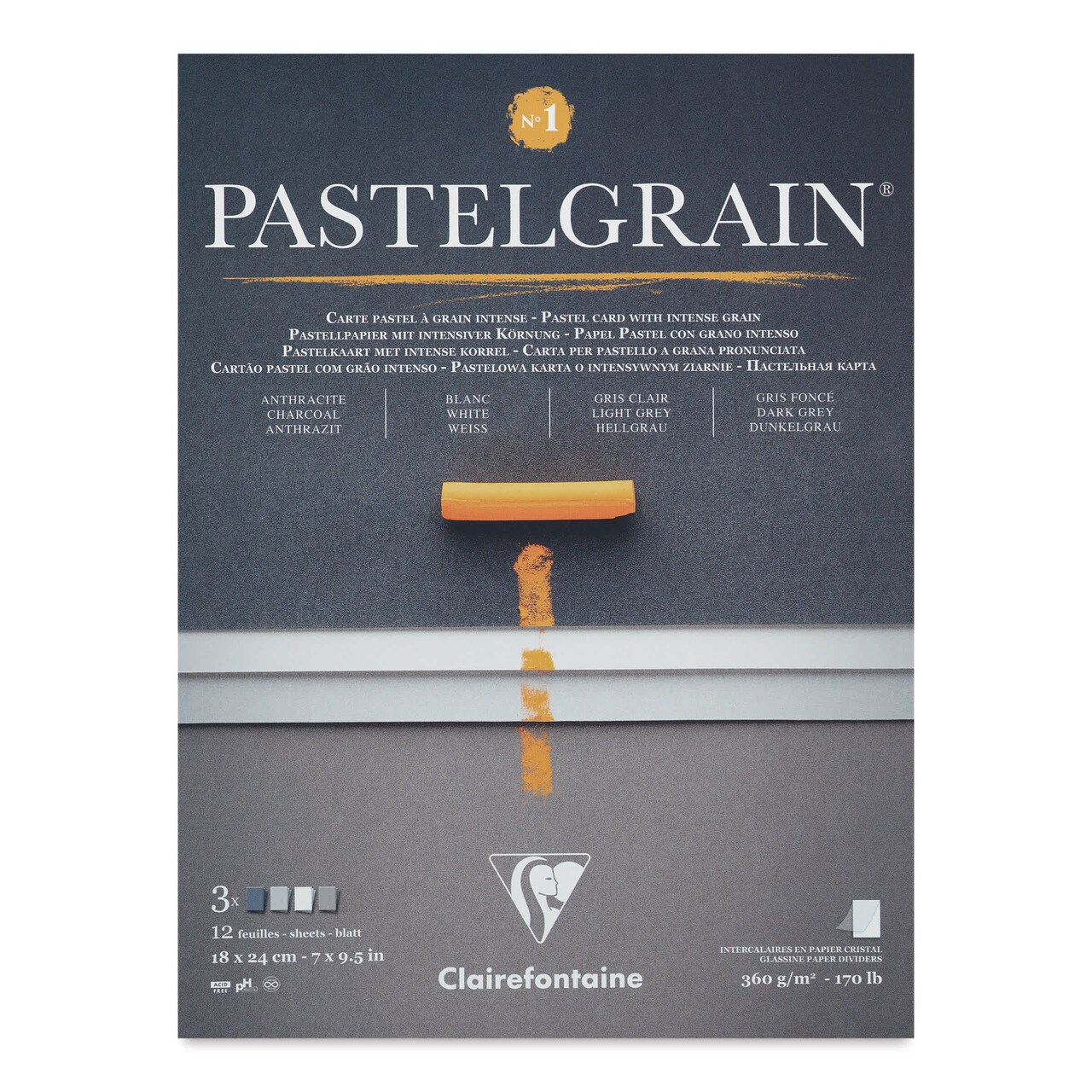 Clairefontaine Pastelgrain Paper Pad - 7" x 9-1/2", Palette No. 1, 12 Sheets